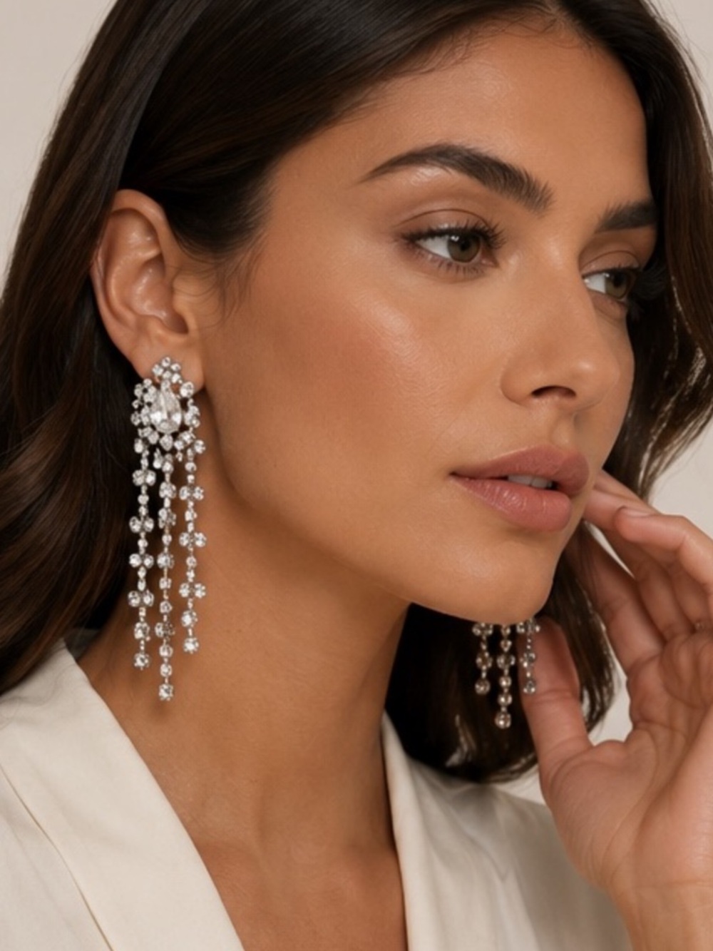 Palais de Cristal  Silver Evening Earrings